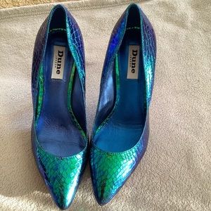 Dune London Blue and Green Heels